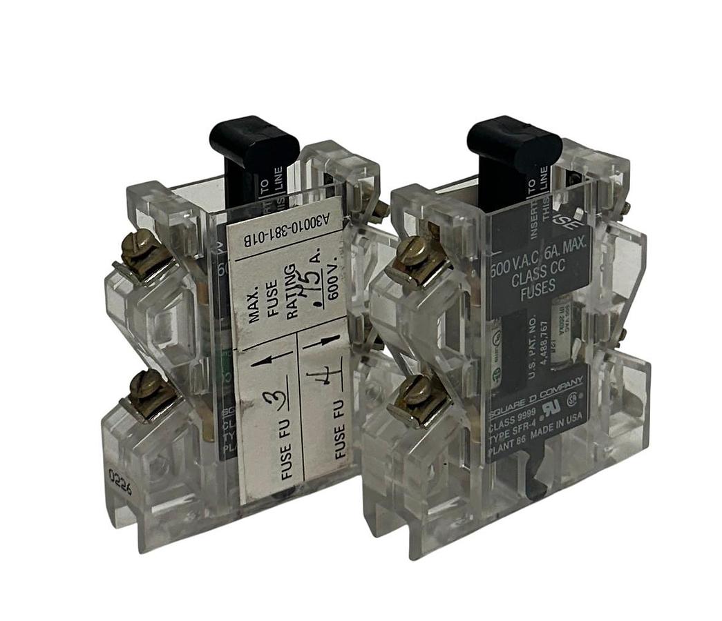 Used 2 SQUARE D A300110-381-01B / 9999 SFR-4 AUXILIARY FUSE HOLDER 2-FUSE 600VAC USNP
