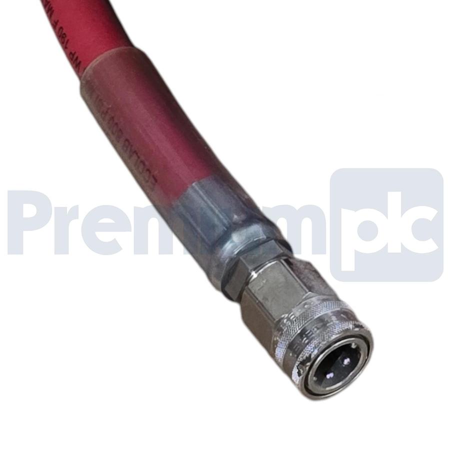 Used ECOLAB Red Hot Water Hose 800PSI WP 190°F MAX 50' w/Quick Disconnects S94783005