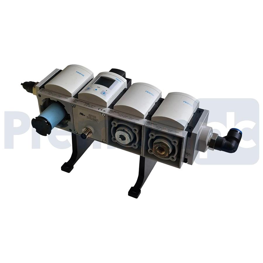 Used Festo SFAM-62-5000L-M-2SV-M12 | 564940 Flow Sensor w/MS6-FRM-1/2 Filter & 529853
