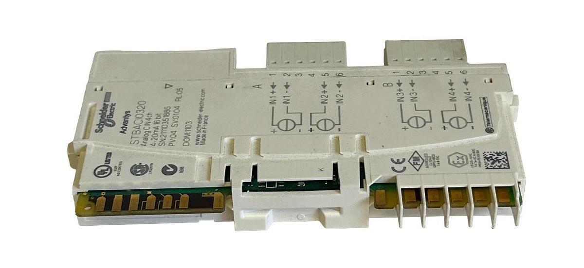 Used SCHNEIDER ELECTRIC STBACI0320 Advantys ANALOG INPUT MODULE 4-INPUTS 4-20mA 16BIT