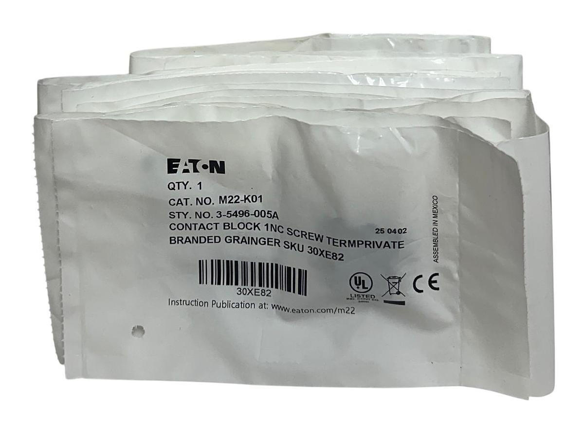 Used 19 EATON M22-K01 / 3-5496-005A CONTACT BLOCKS 1NC AC/DC RMQ TITAN 30XE82 NSFS
