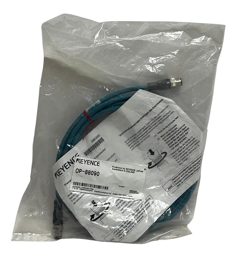 Used KEYENCE OP-88090 / OP88090 OEM SZ-V SERIES EtherNet CABLE M12 4-PIN 5M NSFS