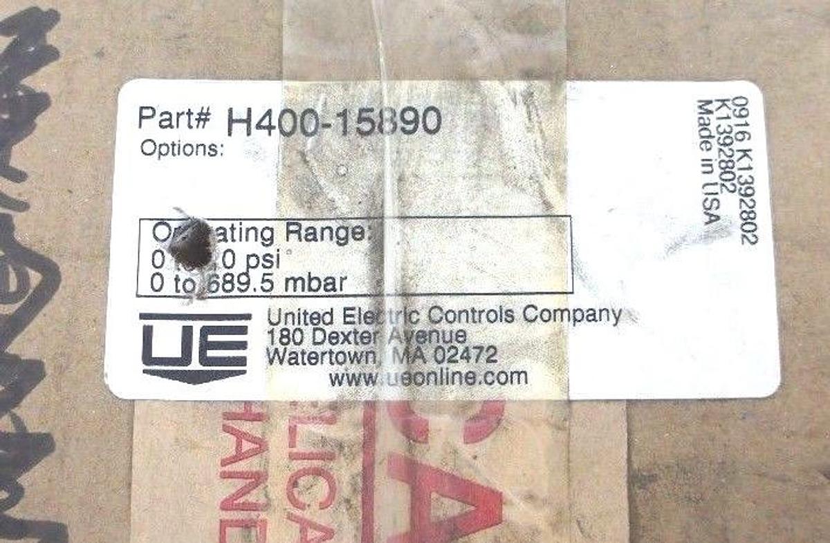Used NIB UNITED ELECTRIC CONTROLS H400-15890 PRESSURE SWITCH 0-10PSI, H40015890