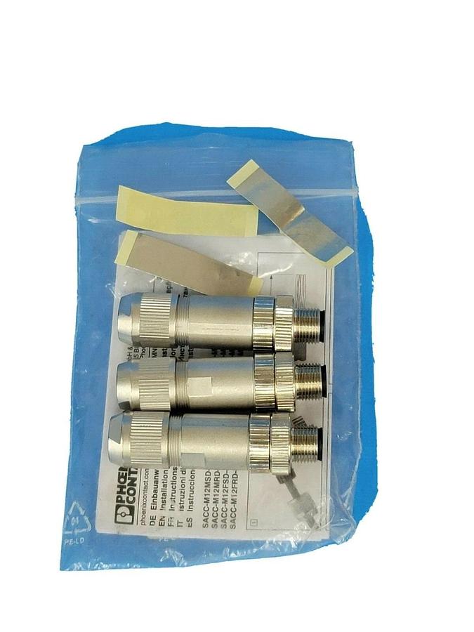 Used LOT OF 3 NEW PHOENIX CONTACT SACC-M12MSD-4Q SH BUS SYSTEM CONNECTORS 1543223