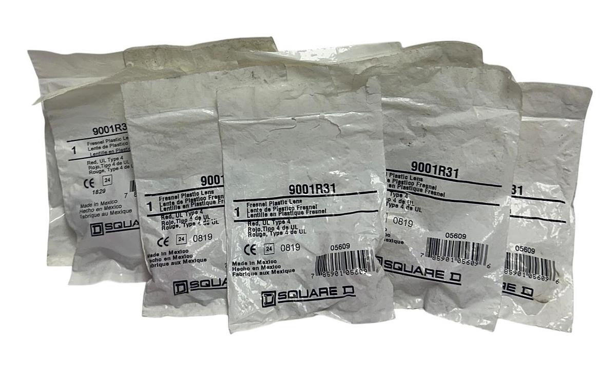 Used 10 SCHNEIDER SQUARE D 9001-R31 / 9001R31 FRESNEL PLASTIC LENSES RED 05609 NSMP