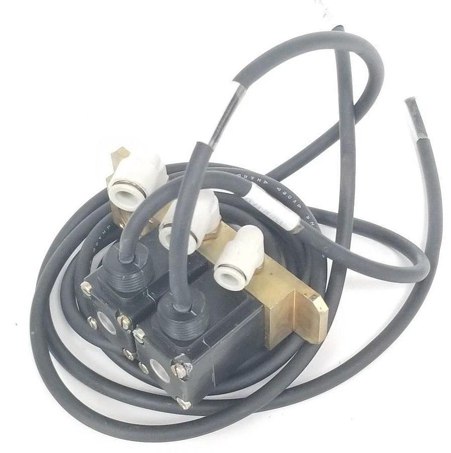 Used BURKERT 007798D SOLENOID BLOCK MICR-UTKL-UI W/ 00120617 HEADS 0211 A 00,0 NBR MS