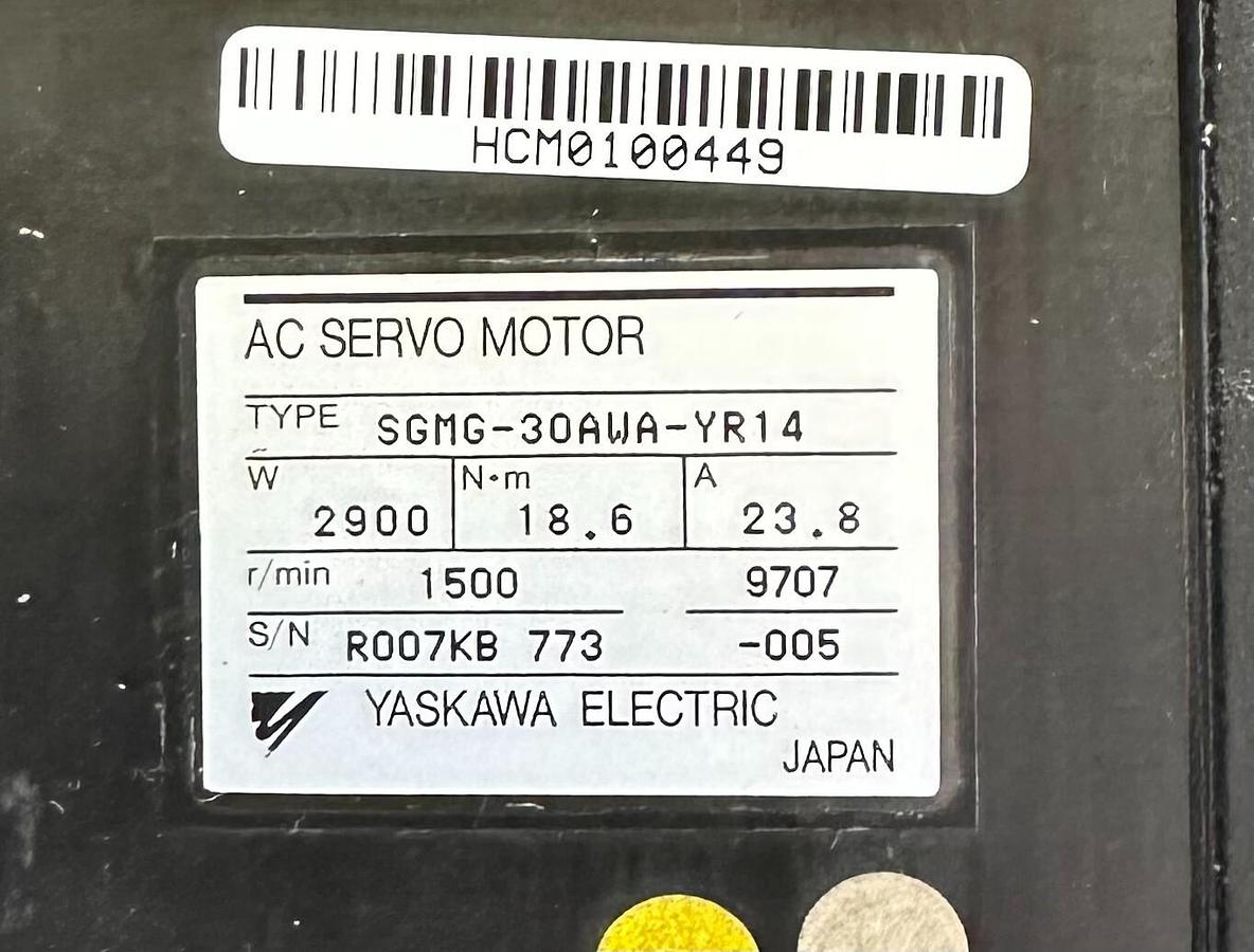 Used NEW YASKAWA SGMG-30AWA-YR14 / SGMG30AWAYR14 AC SERVO MOTOR 2900W 18.6Nm 23.8A