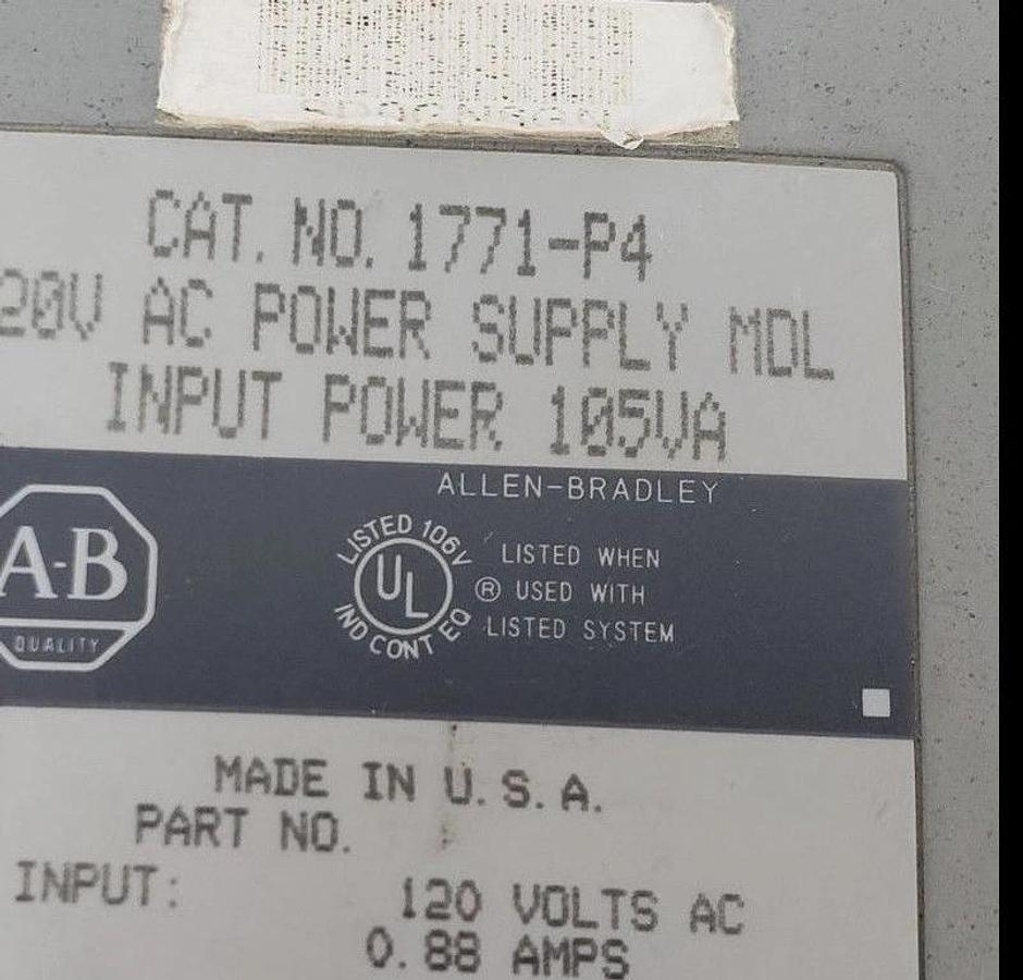 Used ALLEN BRADLEY 1771-P4 120V AC POWER SUPPLY MODULE 1771P4