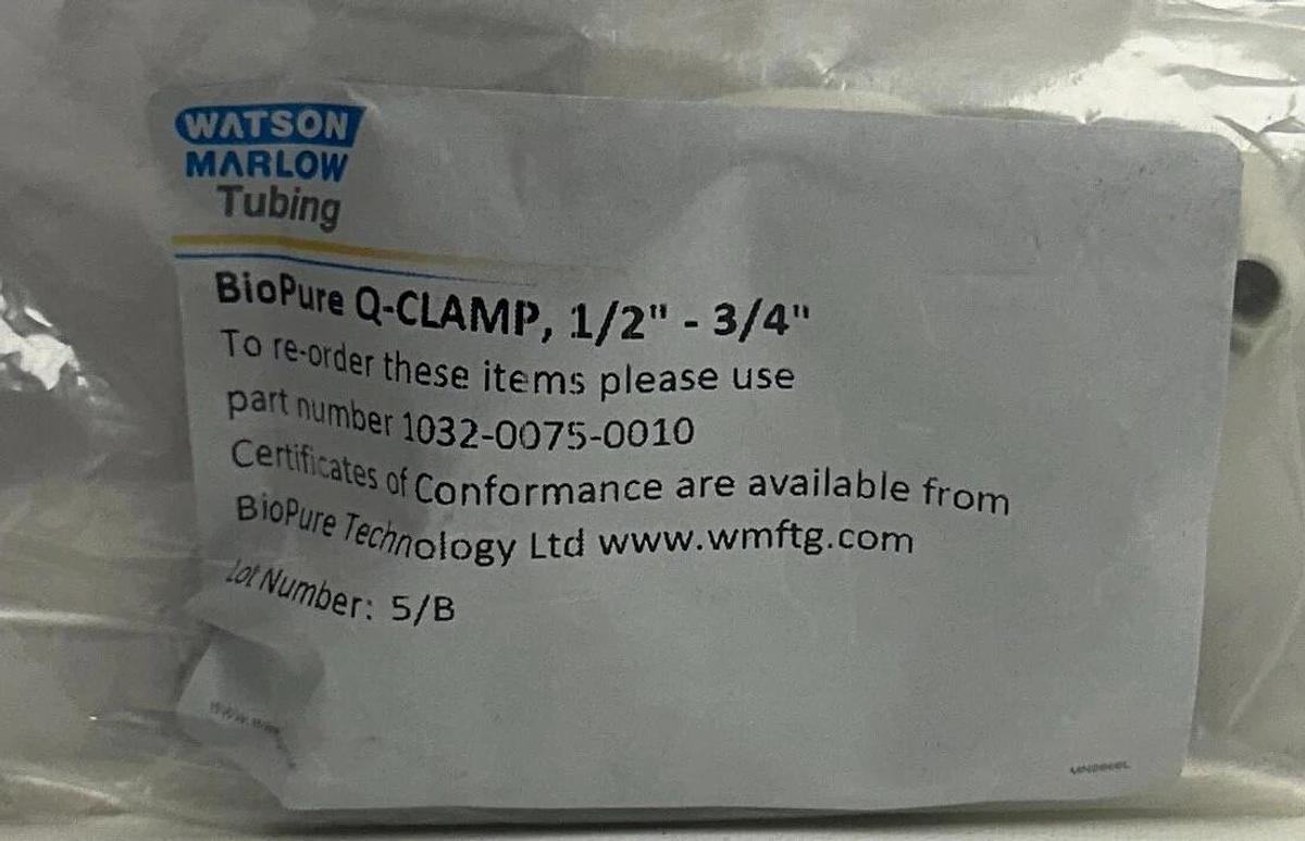 Used WATSON MARLOW 1032-0075-0010 / 42RXE-075 Q-CLAMPS / EPDM 3/4'' GASKETS NSFS