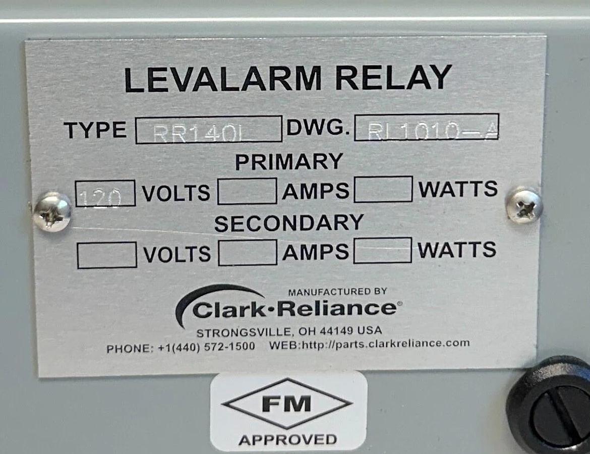 CLARK RELIANCE RR140L / RL1010-A LEVALARM RELAY 120V NSMP