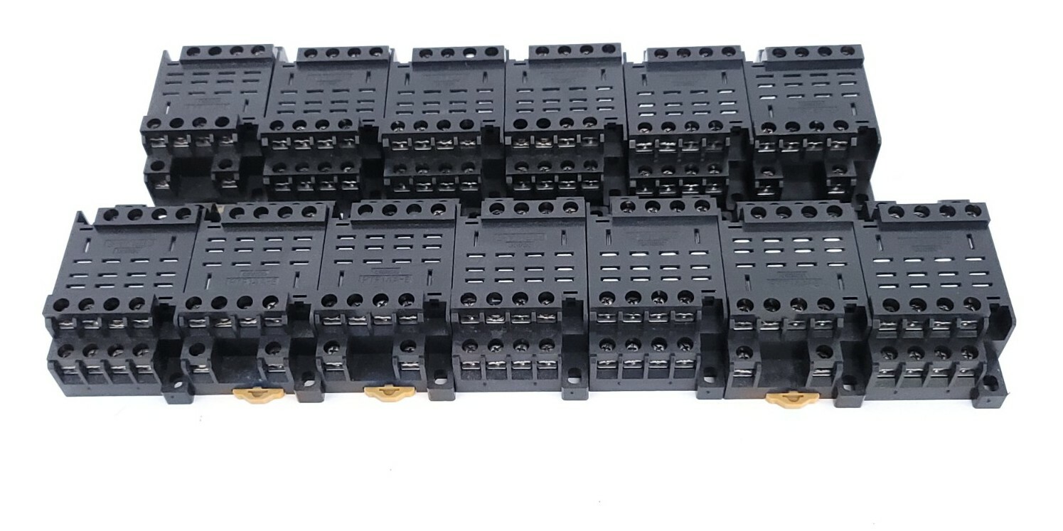 Used LOT OF 13 OMRON PTF14A-E RELAY SOCKETS 10 AMP 4POLE 250V, PTF14AE