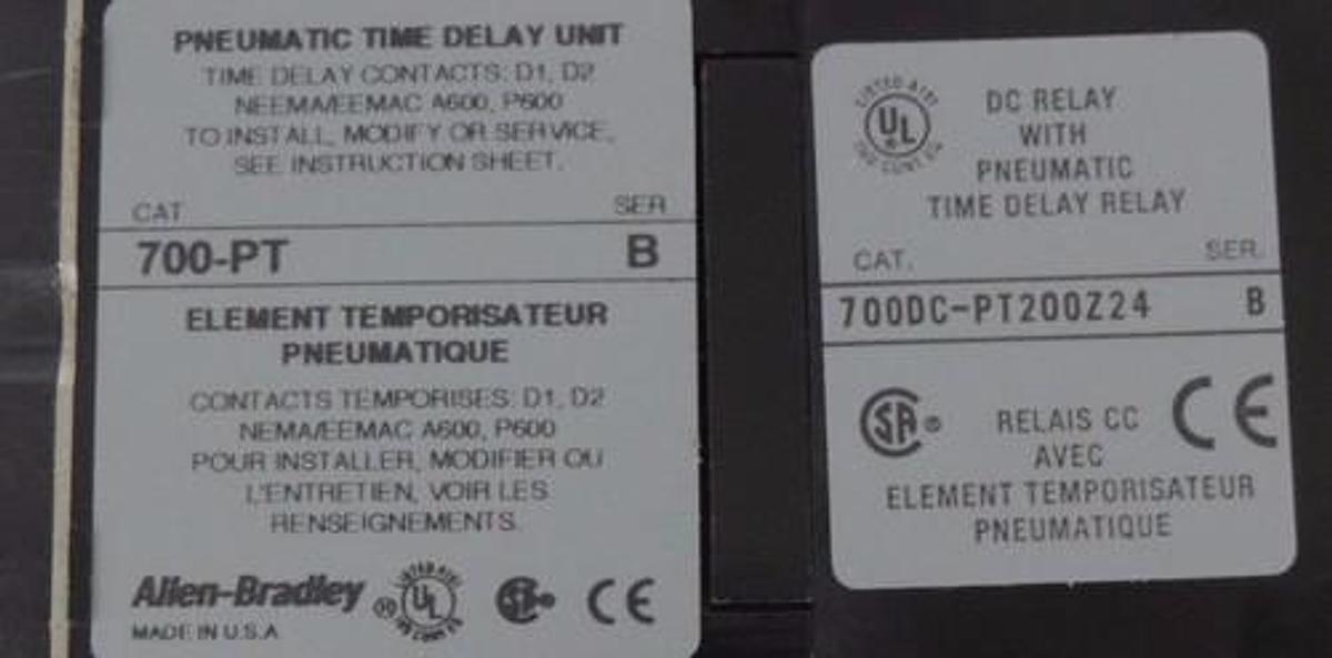 Used NIB ALLEN BRADLEY 700DC-PT200Z24 TIME DELAY RELAY SER B 700DCPT200Z24