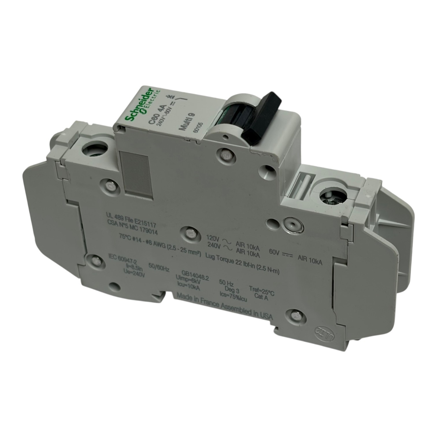 Used Schneider Electric Multi 9 C60 4A 1 Pole Circuit Breaker 60105 240VAC 60VDC New