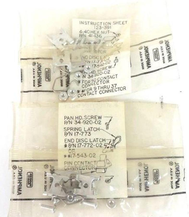 LOT OF 2 AMPHENOL 34-920-02 HARDWARE KITS 3492002, 123-391, 17-771-02, 17-773