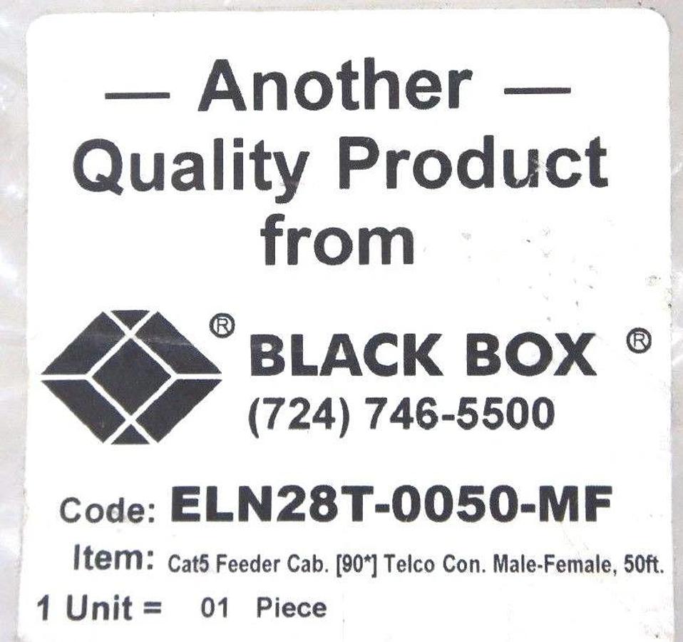 Used BLACK BOX ELN28T-0050-MF CABLE 50-FT, CAT 5, 25-PAIR, TELCOMALE TO FEMALE 50 PIN