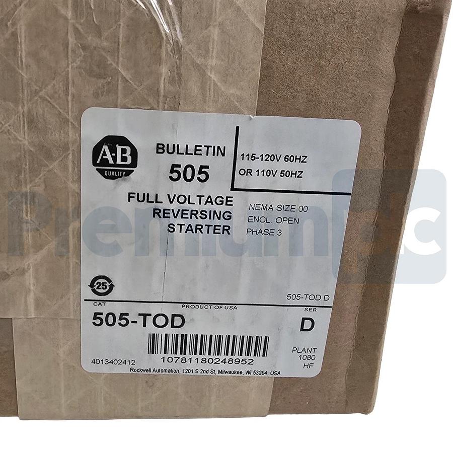 Allen-Bradley 505-TOD /D Full Voltage Reversing Starter NEMA Size 00 110-120V