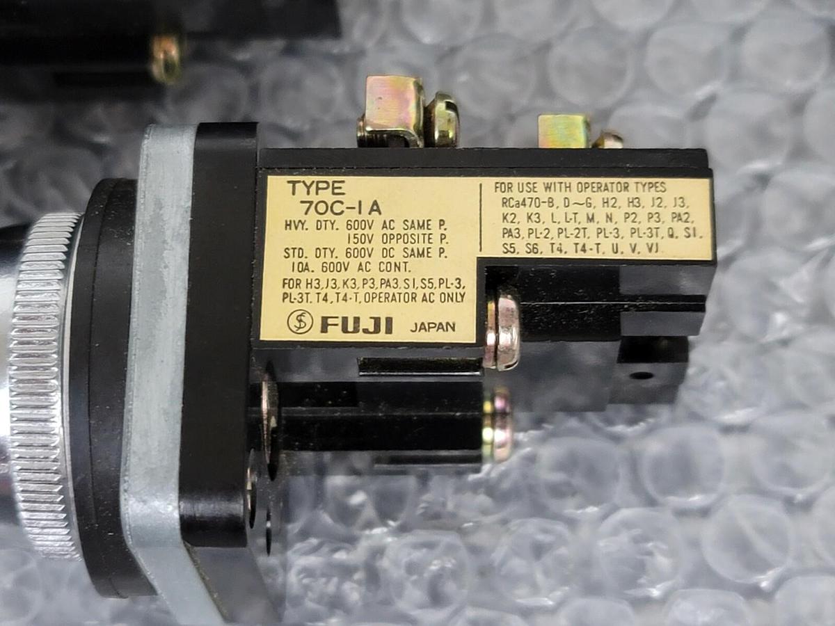 Used LOT OF 2 NEW FUJI ELECTRIC 70C-IA CONTACT BLOCKS 70CIA, YELLOW CAP PUSHBUTTON