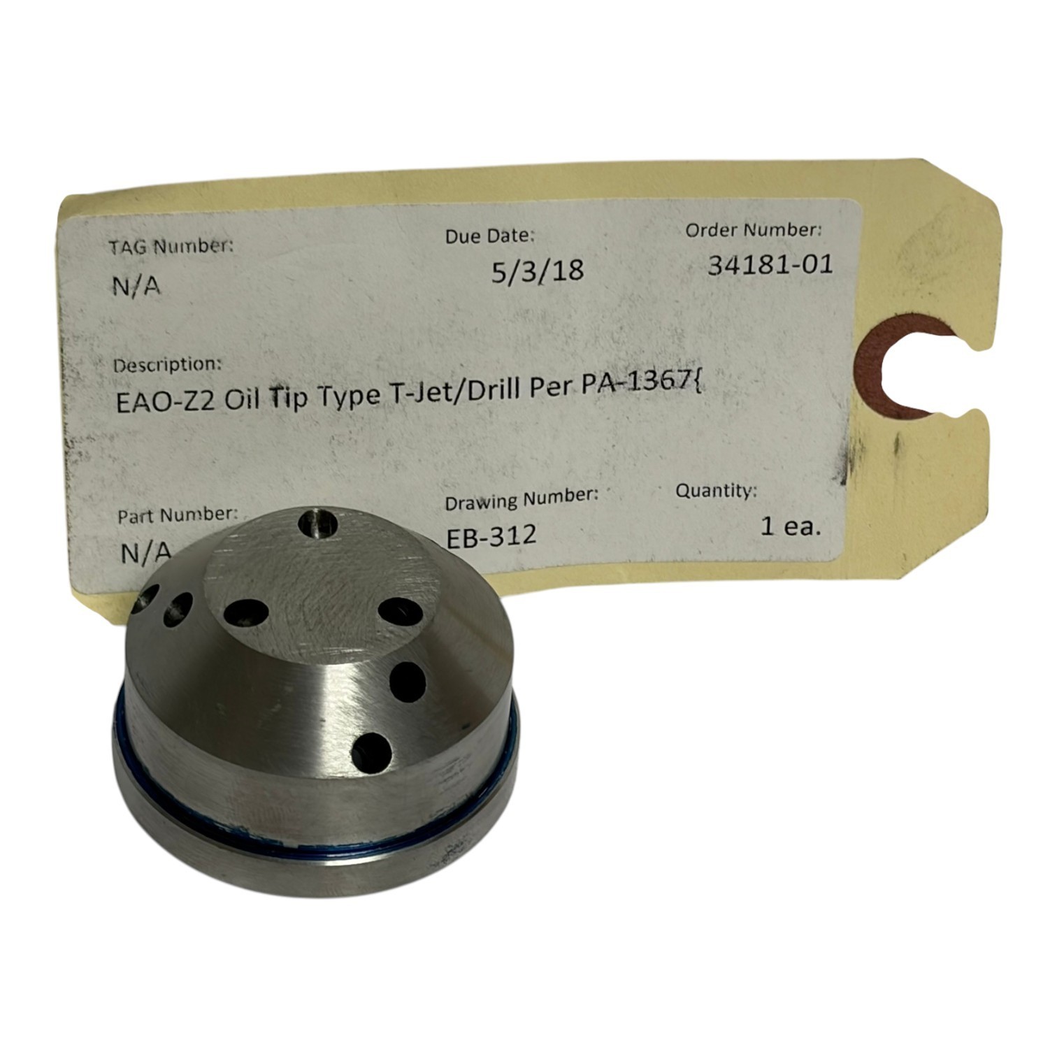 Used EAO-Z2 Oil Tip Type T-Jet 9 Hole Nozzle Drill Per PA-1367 EB-312 New Surplus