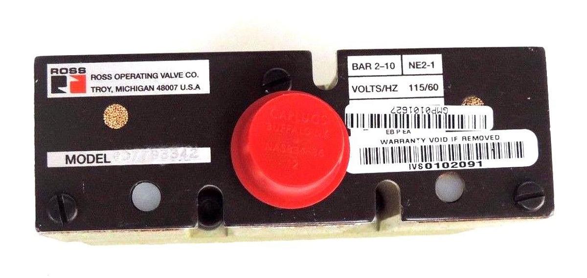 Used ROSS 8077B3342 PNEUMATIC PILOT VALVE 115V, 60HZ, BAR 2-10, NE2-1