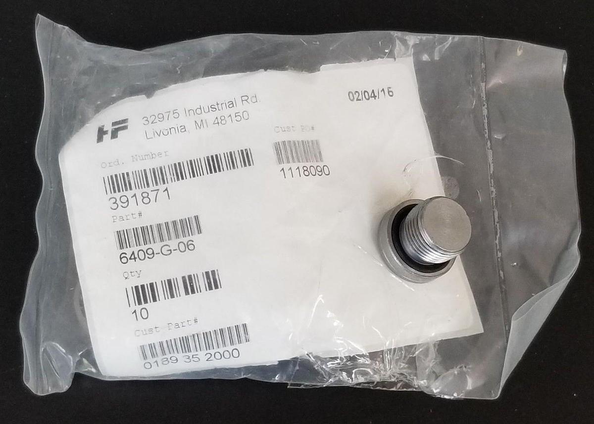 Used BAG OF 8 NEW HYDRA-FLEX 6409-G-06 3/8" COUNTERSUNK PLUG FITTINGS V0SS2, 6409G06