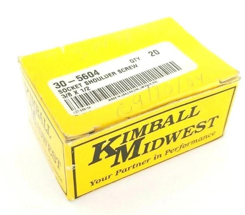 BOX OF 20 NEW KIMBALL MIDWEST 30-5604 SOCKET SHOULDER SCREWS 3/8 X 1/2