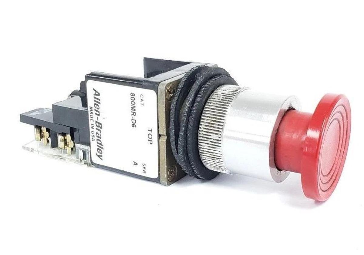 Used ALLEN-BRADLEY 800MR-D6 SER. A PUSHBUTTON 800MRD6 W/ 800M-XAK CONTACT BLOCK