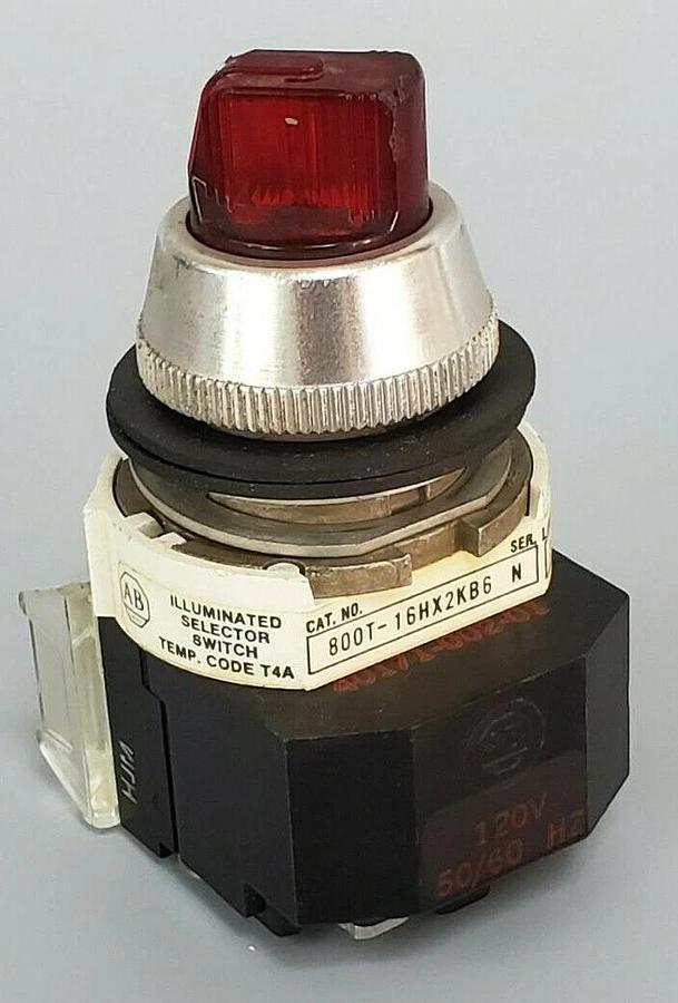 Used ALLEN BRADLEY 800T-16HX2KB6 SELECTOR SWITCH RED SER. N W/ 800T-XA SER. C