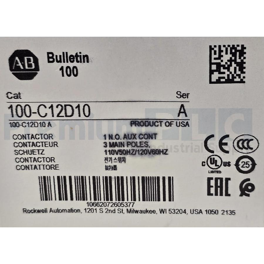 Used ALLEN BRADLEY 100-C12D10 /A IEC CONTACTOR 12A 110V50HZ/120V60HZ COIL NSMP