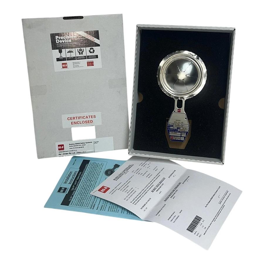 BS&B 3" DV (L) Rupture Disk 118 psi(G) 316 Stainless Steel Teflon 1067007 NEW