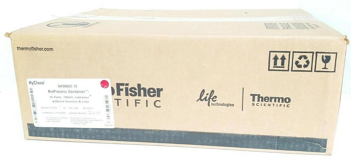 Used BOX OF 10 NEW THERMO FISHER SH30662.12 LABTAINER 100mL W/ QUICK CONNECT
