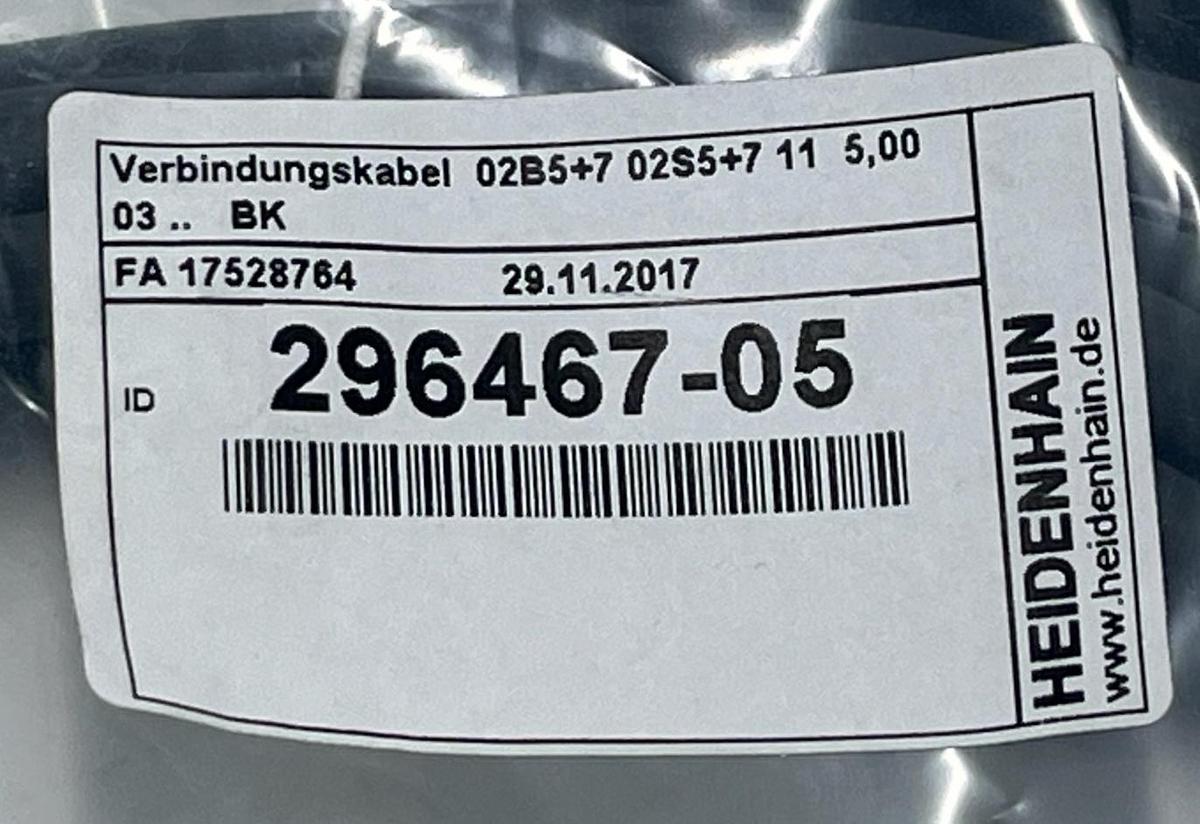 Used HEIDENHAIN 296467-05 Connecting Cable 0.5m (20 in) 12-Pin (Female) to 12-Pin (Ma