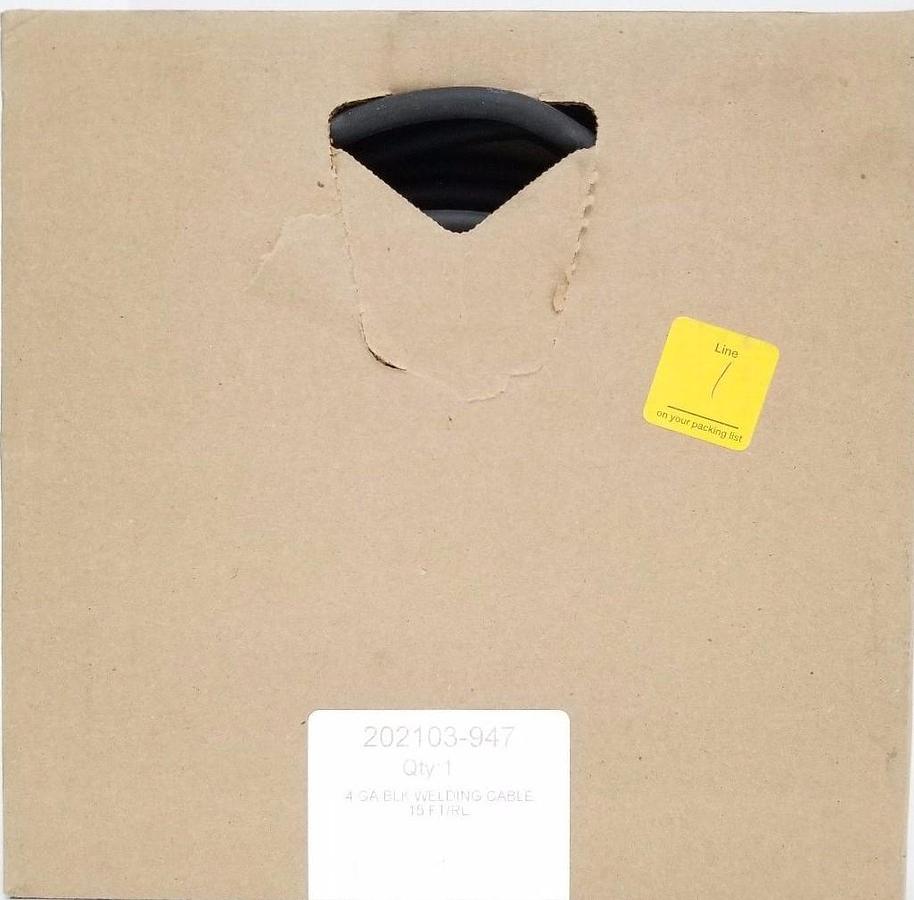 NIB 202103-947 WELDING CABLE 4 GA BLK 15FT/RL 600V, 202103947