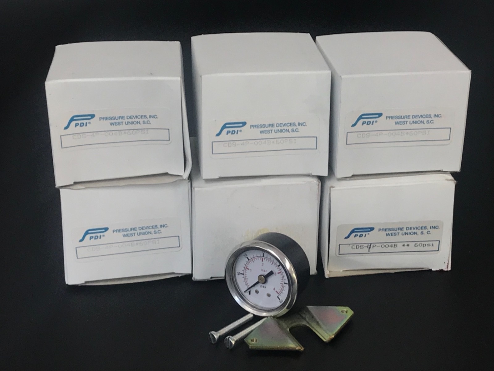 Used LOT OF 6 NEW PDI PRESSURE DEVICES INC 0-60 PSI PRESSURE GAUGES CDS-4P-004B*60PSI