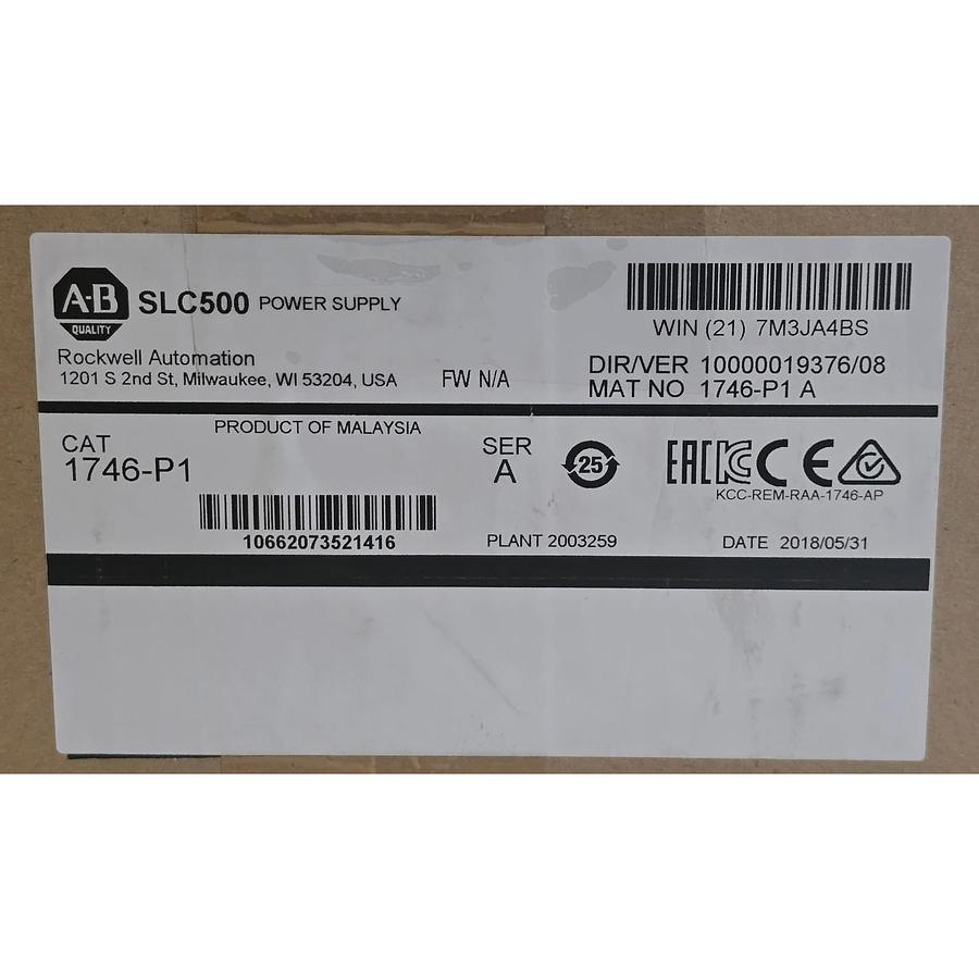 Used ALLEN BRADLEY 1746-P1 /A SLC500 SLC RACK MOUNT POWER SUPPLY 120/240 VAC, 2A NSMP