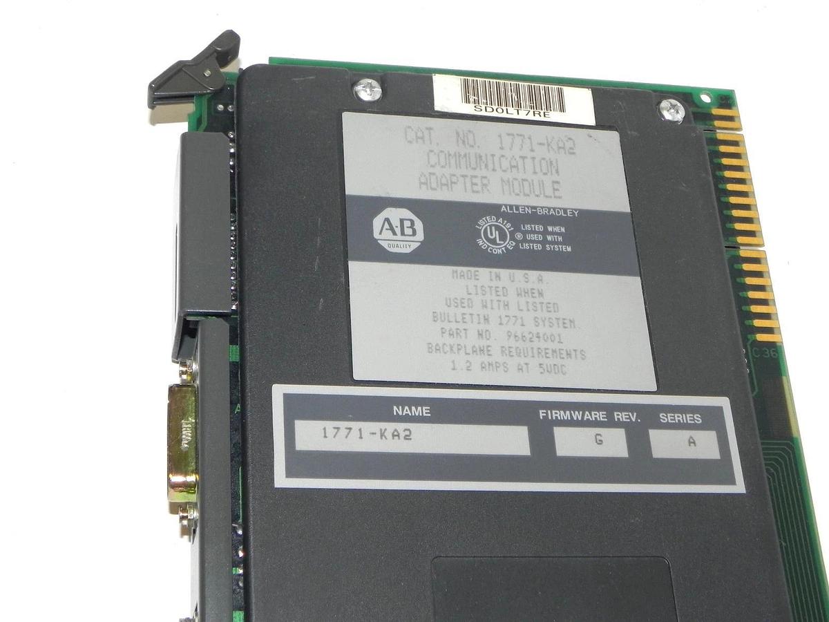 Used ALLEN BRADLEY 1771-KA2 COMMUNICATION ADAPTER MODULE F/W REV. G SER. A