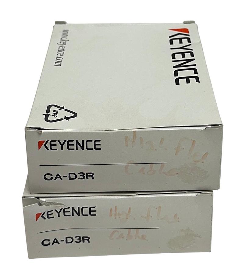 Used 2 KEYENCE CA-D3R / CAD3R LED ILLUMINATION CABLES FLEX-RESISTANT 3M LENGTH NSMP