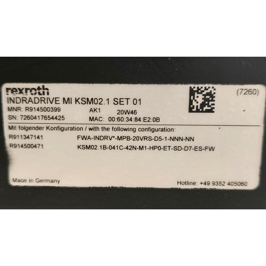 Used REXROTH IndraDrive MI KSM02.1 SET 01 | R914500399 | R914500471 | R911347147 USNP