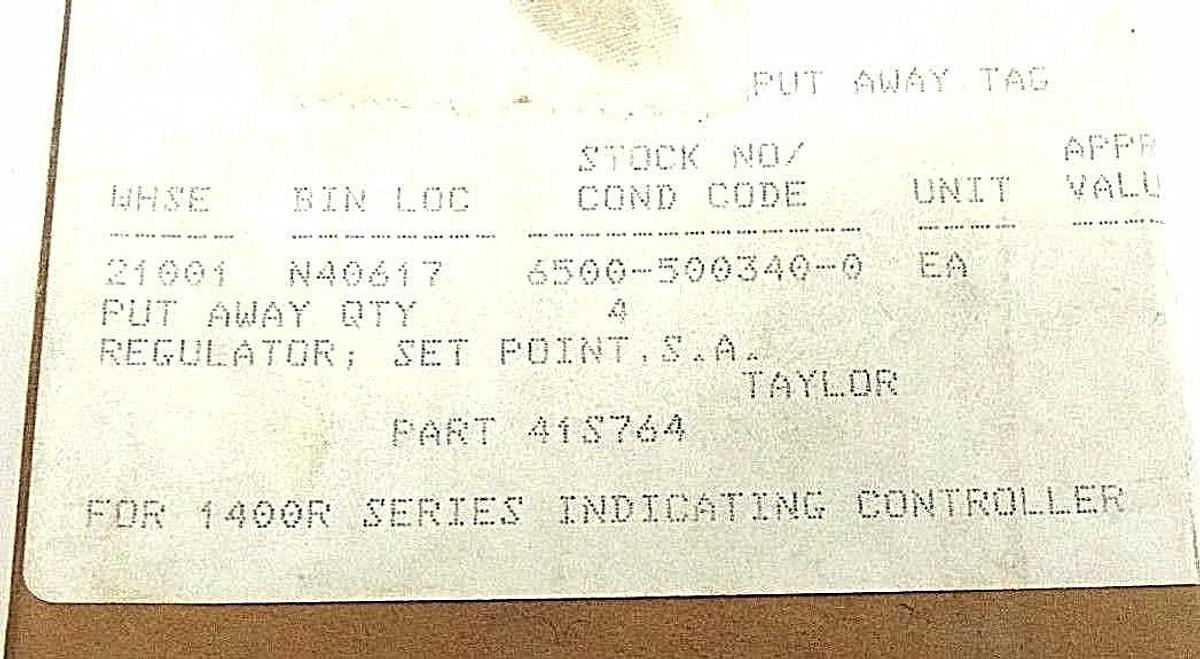 Used NIB TAYLOR 41S764 SET POINT REGULATOR FOR 1400R INDICATOR CONTROLLER