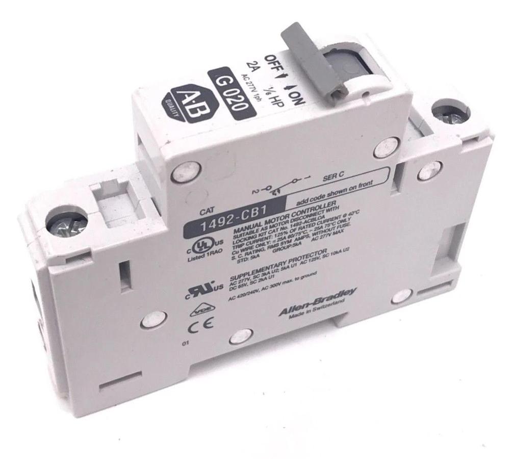Used LOT OF 3 ALLEN BRADLEY 1492-CB1 SER. C CIRCUIT BREAKERS G-020, G-100, G-300