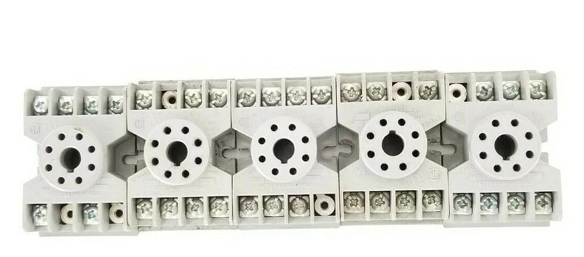 Used LOT OF 5 POTTER & BRUMFIELD 27E122 RELAY SOCKETS 10A 300V