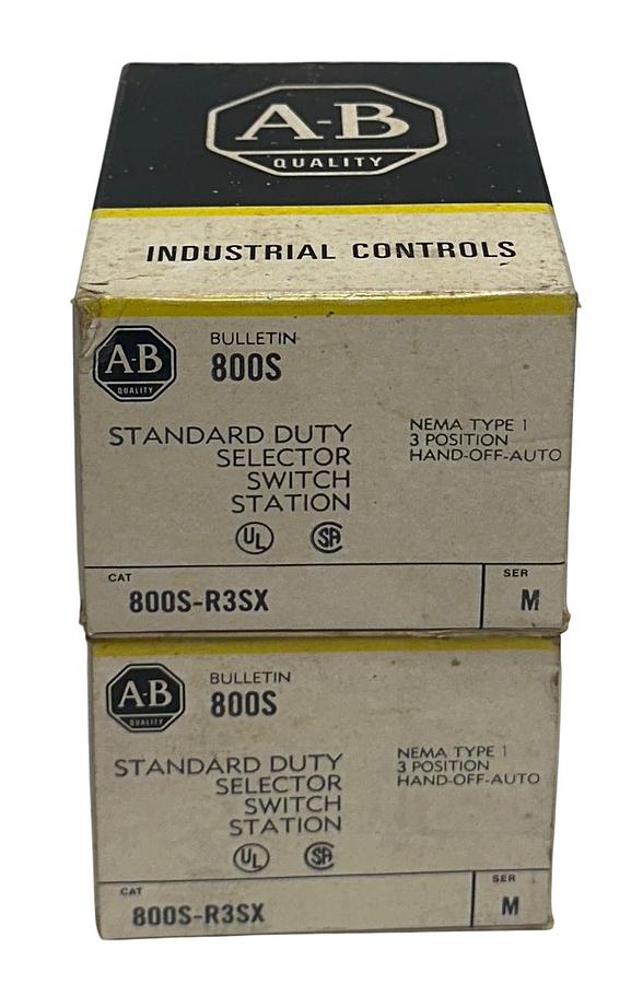 Used 2 ALLEN BRADLEY 800S-R3SX /M BULLETIN 800S SELECTOR SWITCH STATIONS 3-POS NSMP
