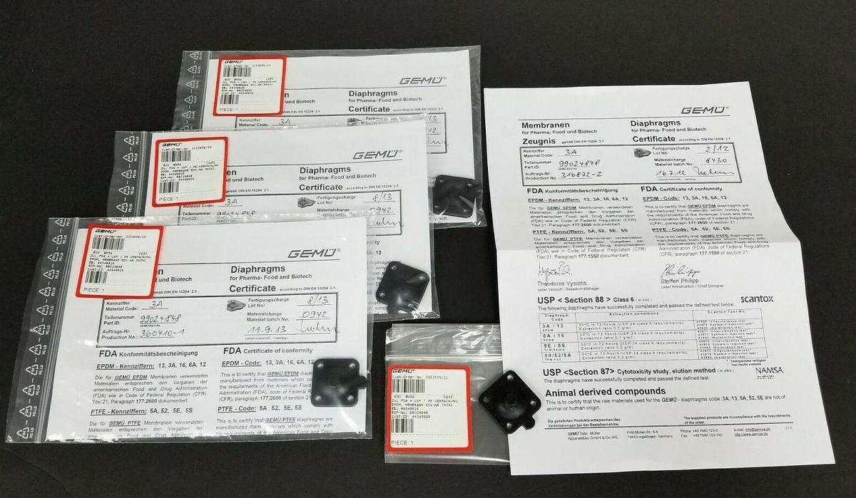 Used LOT OF 4 NEW GEMU EDV-NR. 39541 600-8M3A DIAPHRAGMS EBL 44549926 CD35 99024848