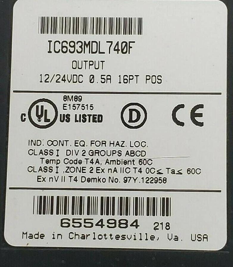 Used GE FANUC IC693MDL740F OUTPUT MODULE 12/24VDC 0.5A 16PT POS