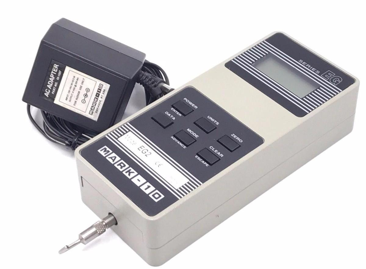 Used MARK-10 MODEL EG2 DIGITAL FORCE GAUGE 2 X 0.002, SERIES EG, W/ AC ADAPTER