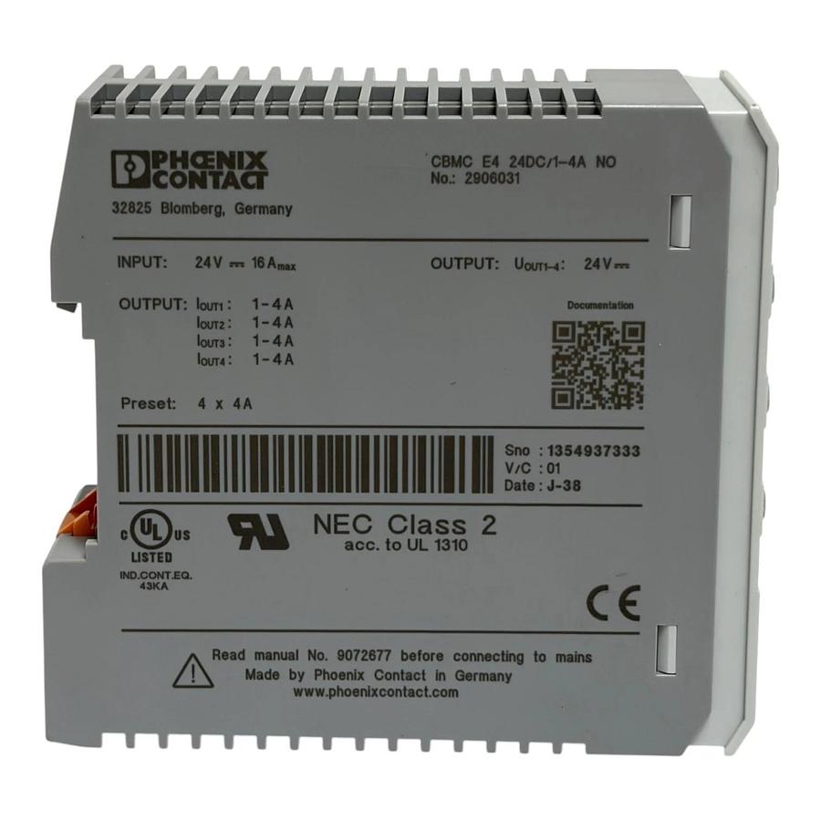 Phoenix Contact CBMC E4 2906031 4-Ch 24VDC Circuit Breaker New Surplus