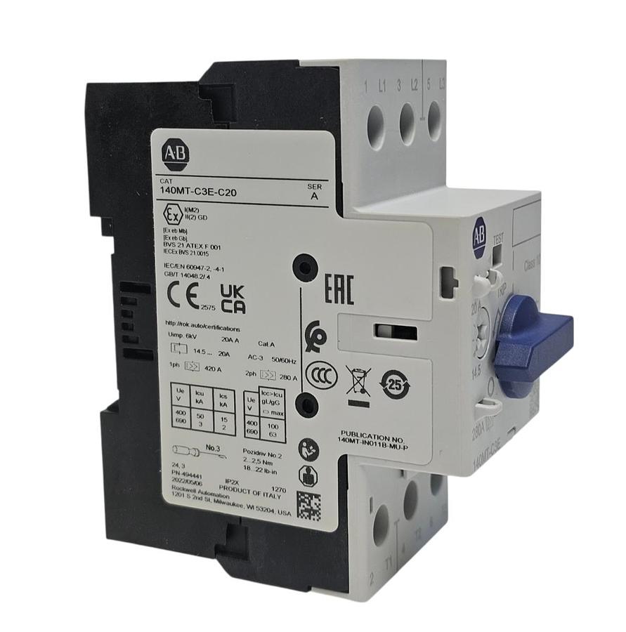 Used NIB ALLEN BRADLEY 140MT-C3E-C20 MOTOR PROTECTOR/CIRC. BREAKER 140MTC3EC20 SER. A
