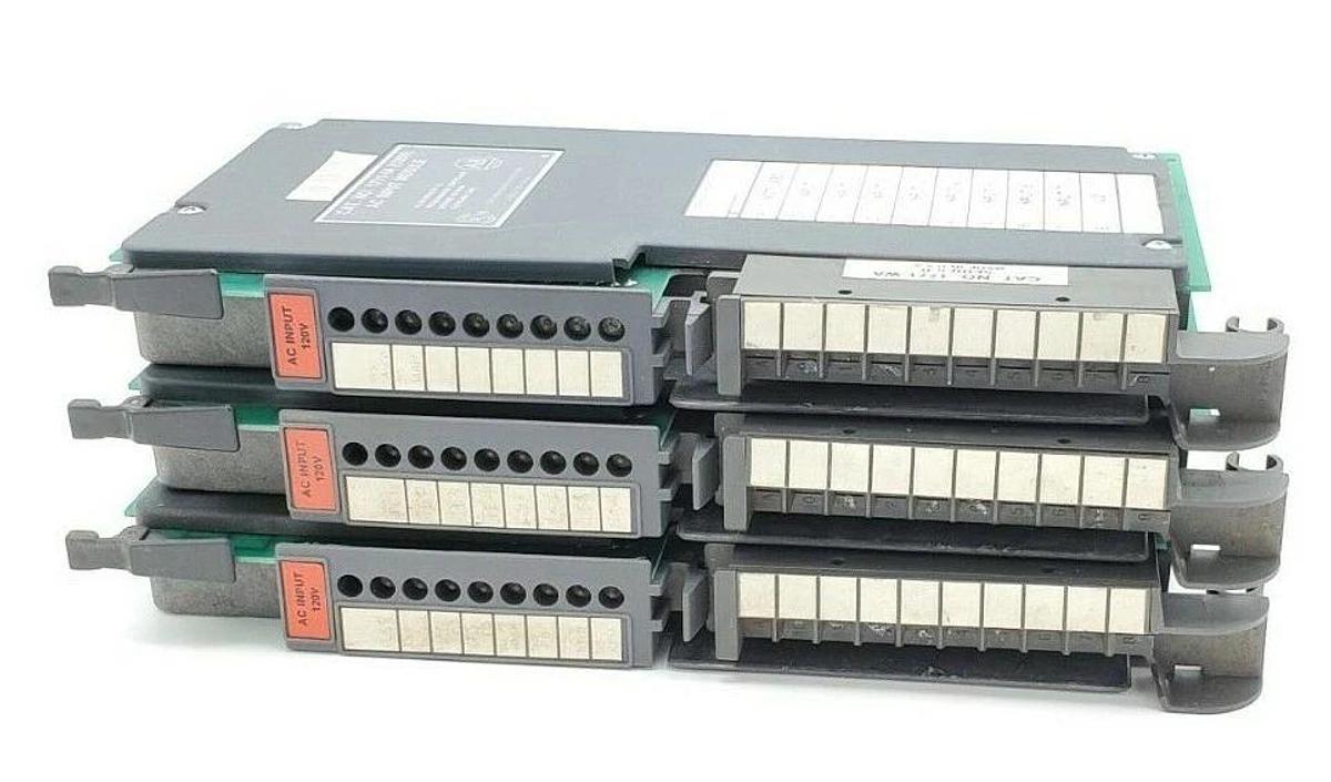 Used LOT OF 3 ALLEN BRADLEY 1771-IA (120V) AC INPUT MODULES W/ 1771-WA B WIRING ARMS