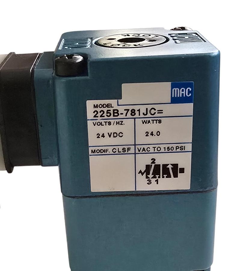 MAC Valve 225B-781JC | 225B-781JC-CLSF 3/2-way Solenoid Valve 24VDC 150PSI NSMP