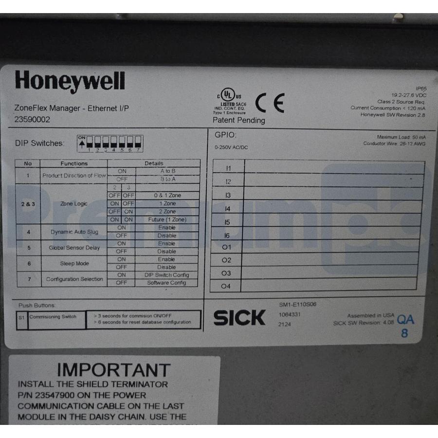Used Honeywell SICK 1064331 | SM1-E110S06 ZoneFlex Manager Ethernet I/P 23590002 NSNP