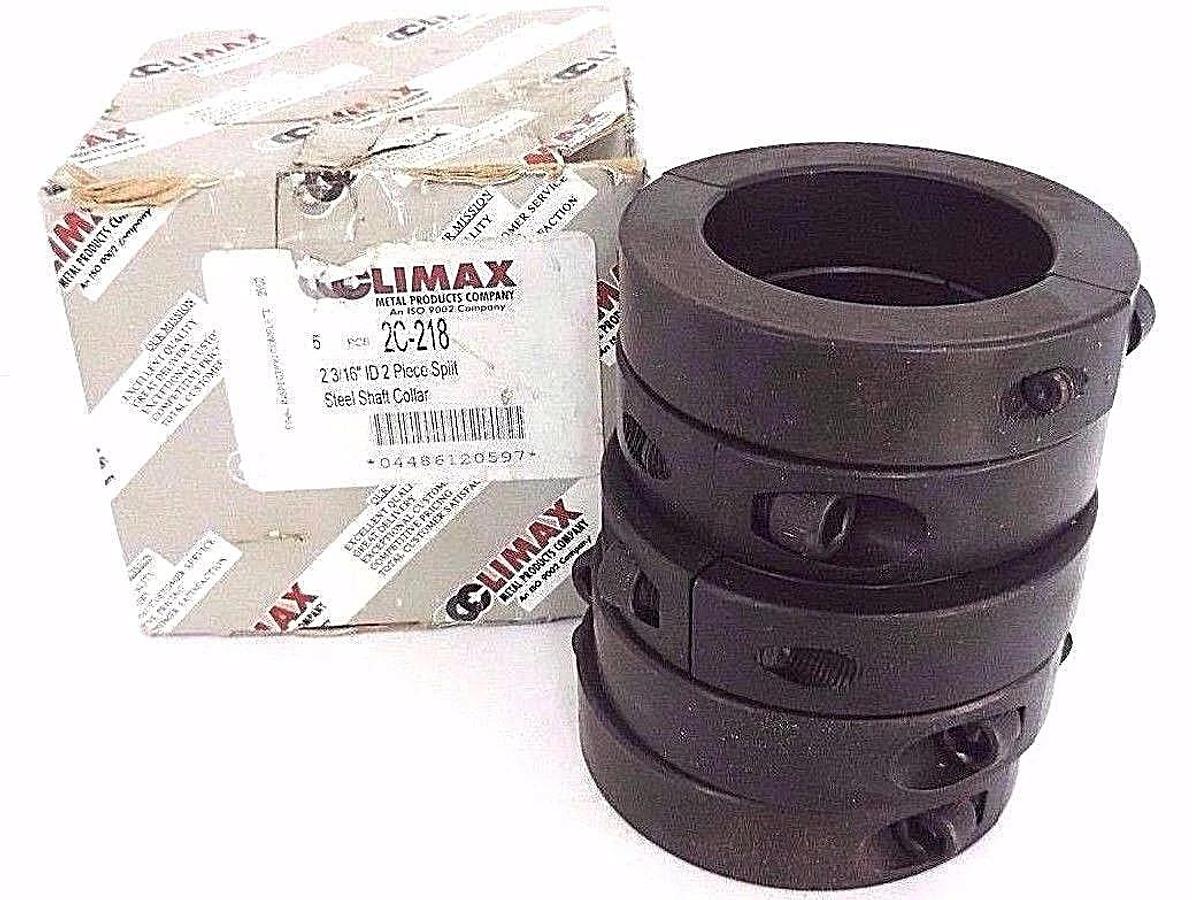 Used NIB CLIMAX 2C-218, 2 3/16" ID 2 PIECE SPLIT STEEL SHAFT COLLAR - 5 PCS
